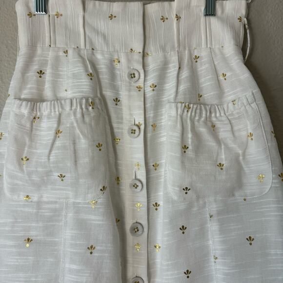 Tularosa White & Metallic Gold Midi Skirt Size Small - Picture 3 of 8